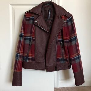Design Lab plaid leather jacket